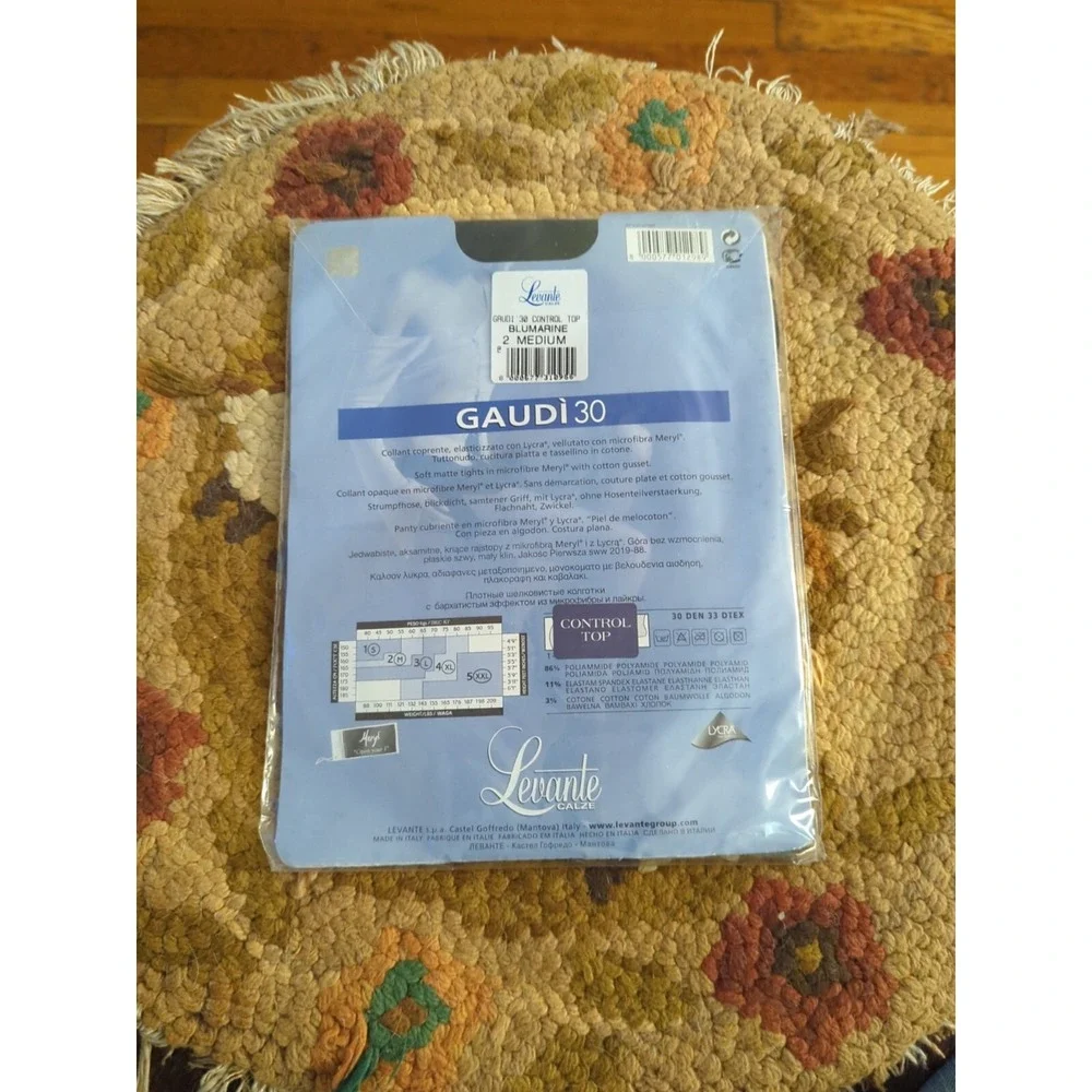 New‎ Levante Gaudi 30 Control Top Pantyhose Size 2 M BluMarine Blue Made Italy